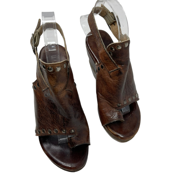 Bed Stu Shoes Bed Stu Joann Brown Leather Wedge Sandal 7 Poshmark